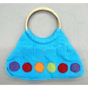 Rising Tide Purse Handbag Blue Cotton Snap Nepal Boho Whimsy Coastal Beachy